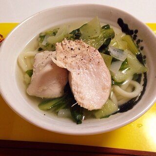 茹で汁で鶏うどん